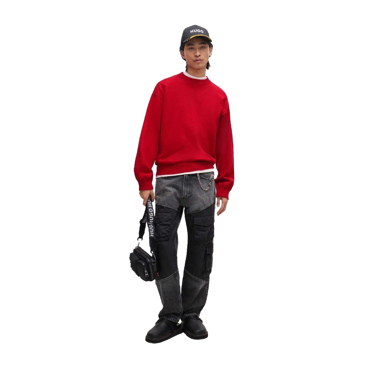 Pink - Pack Shot - Hugo Mens Knitted Sweatshirt