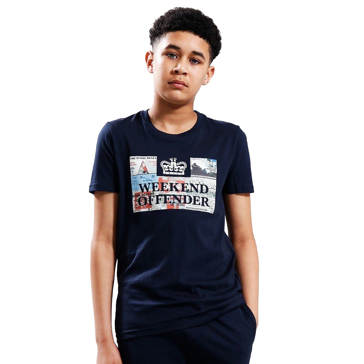 Navy - Side - Weekend Offender Childrens-Kids Ticket T-Shirt