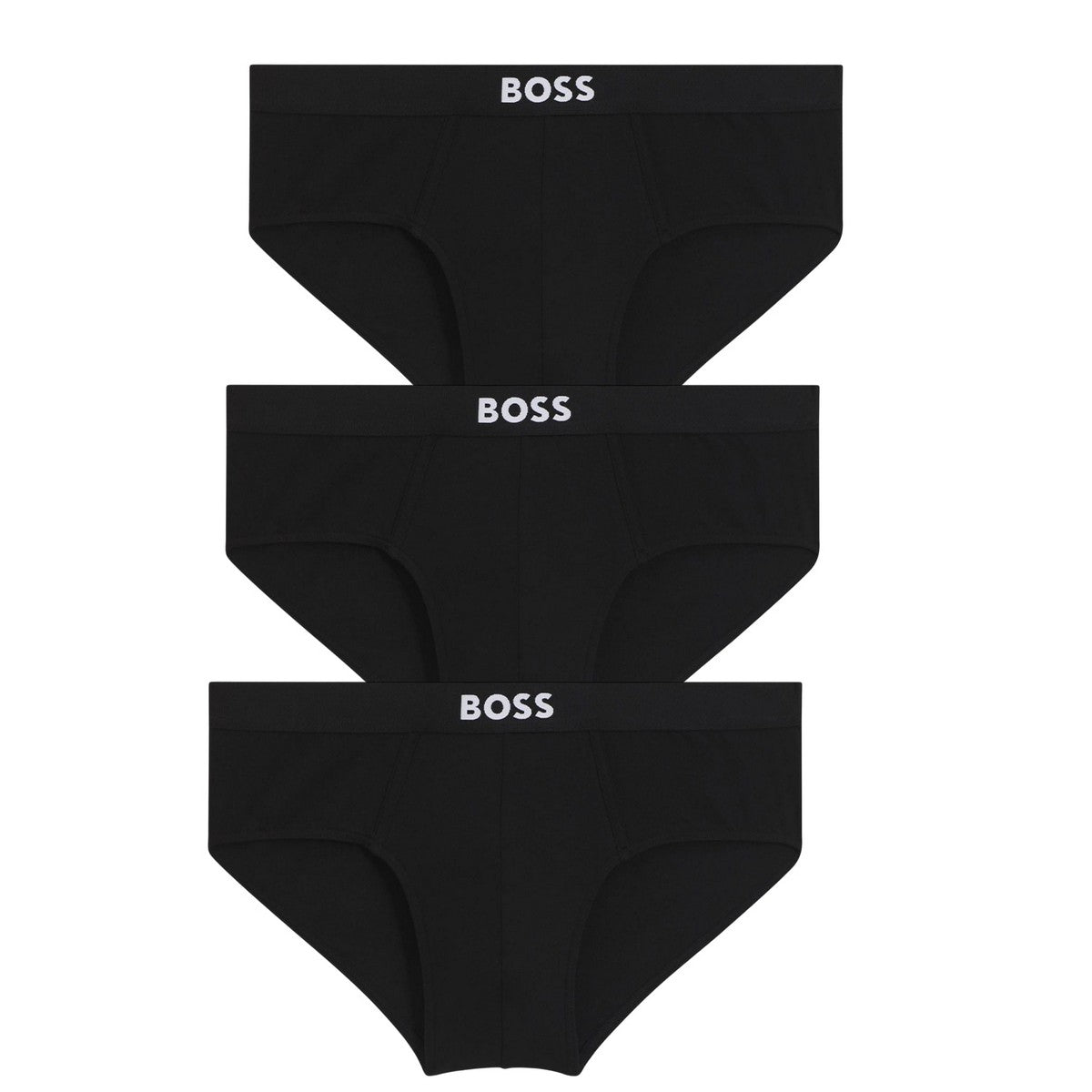 Black - Front - Boss Mens Logo Briefs (Pack of 3)