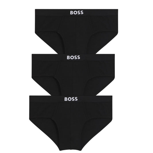 Black - Front - Boss Mens Logo Briefs (Pack of 3)