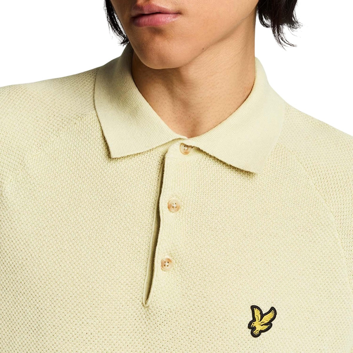 Beige - Side - Lyle & Scott Mens Linen Blend Knitted Polo Shirt