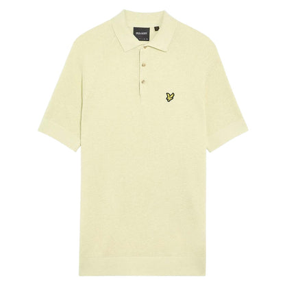 Beige - Front - Lyle & Scott Mens Linen Blend Knitted Polo Shirt