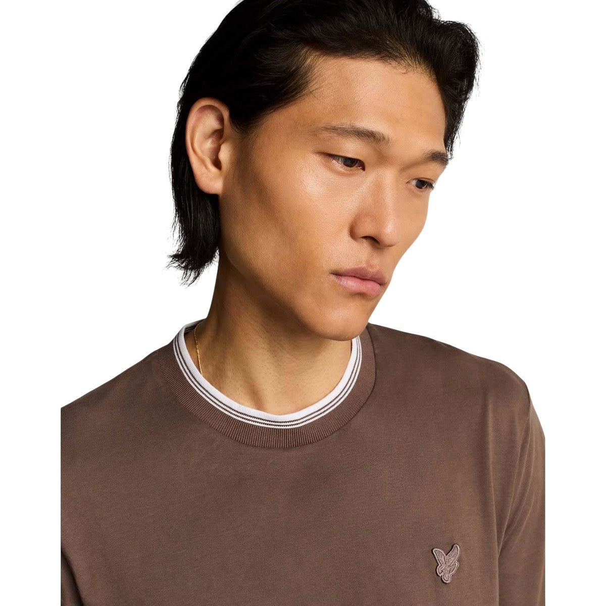Purple - Side - Lyle & Scott Mens Superfine Tipped Cotton T-Shirt