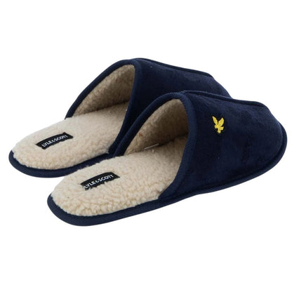Navy - Back - Lyle & Scott Mens Tarquinn Mule Slippers