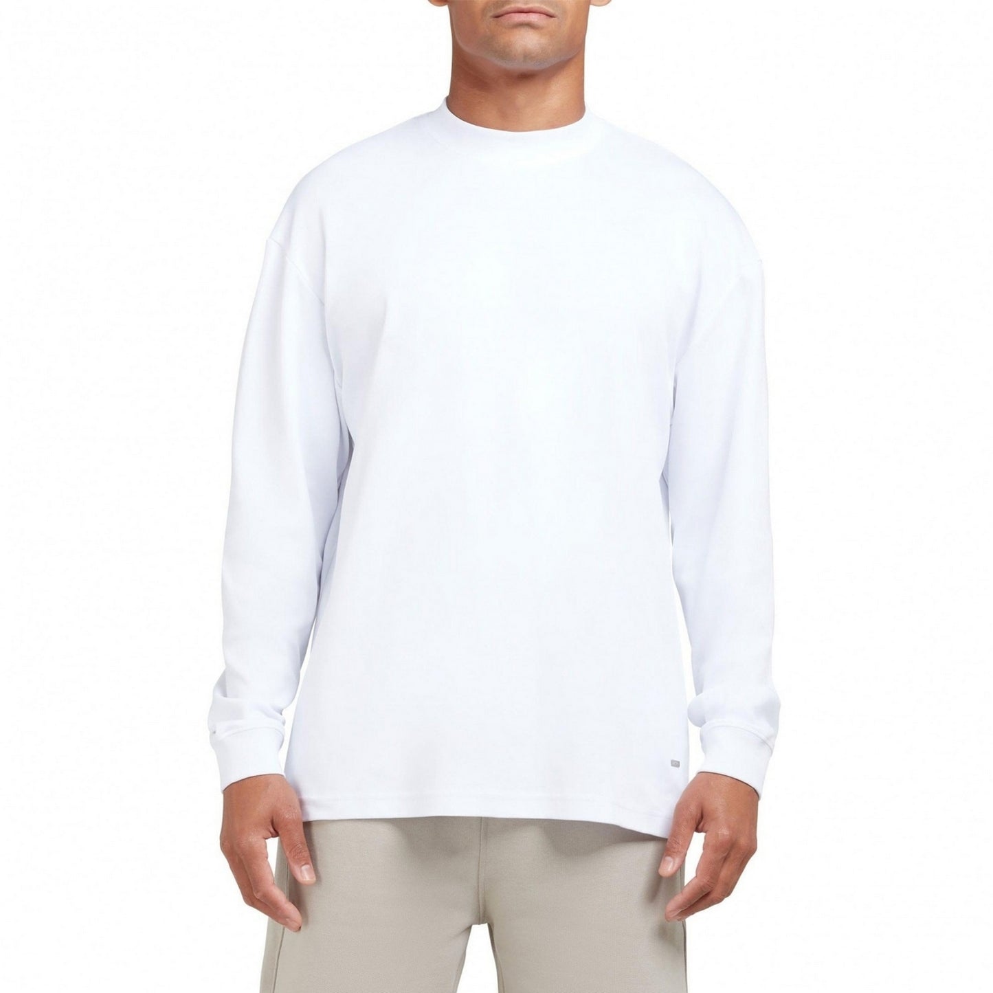 White - Lifestyle - Lyle & Scott Mens Interlock Oversized Long-Sleeved T-Shirt