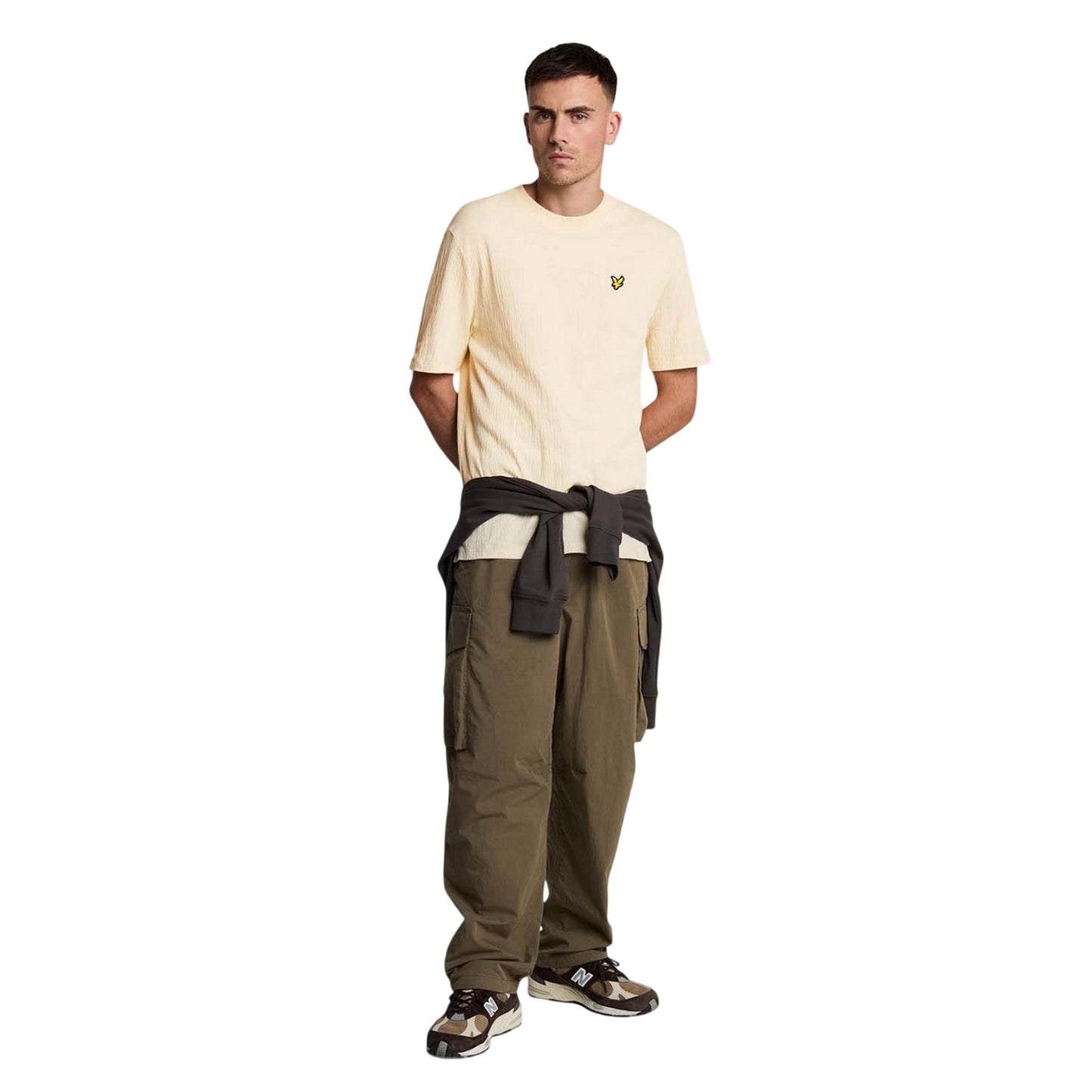 Beige - Pack Shot - Lyle & Scott Mens Crepe T-Shirt
