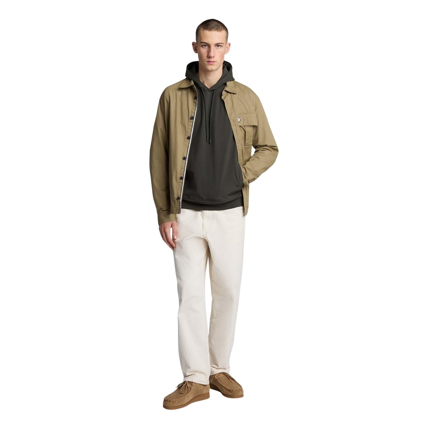 Grey - Close up - Lyle & Scott Mens Hybrid Softshell Pull Over Hoodie