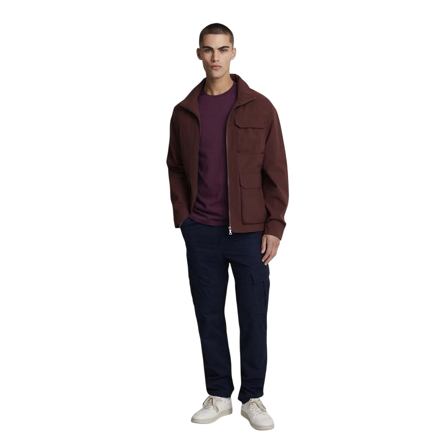 Burgundy - Close up - Lyle & Scott Mens Tonal Eagle T-Shirt