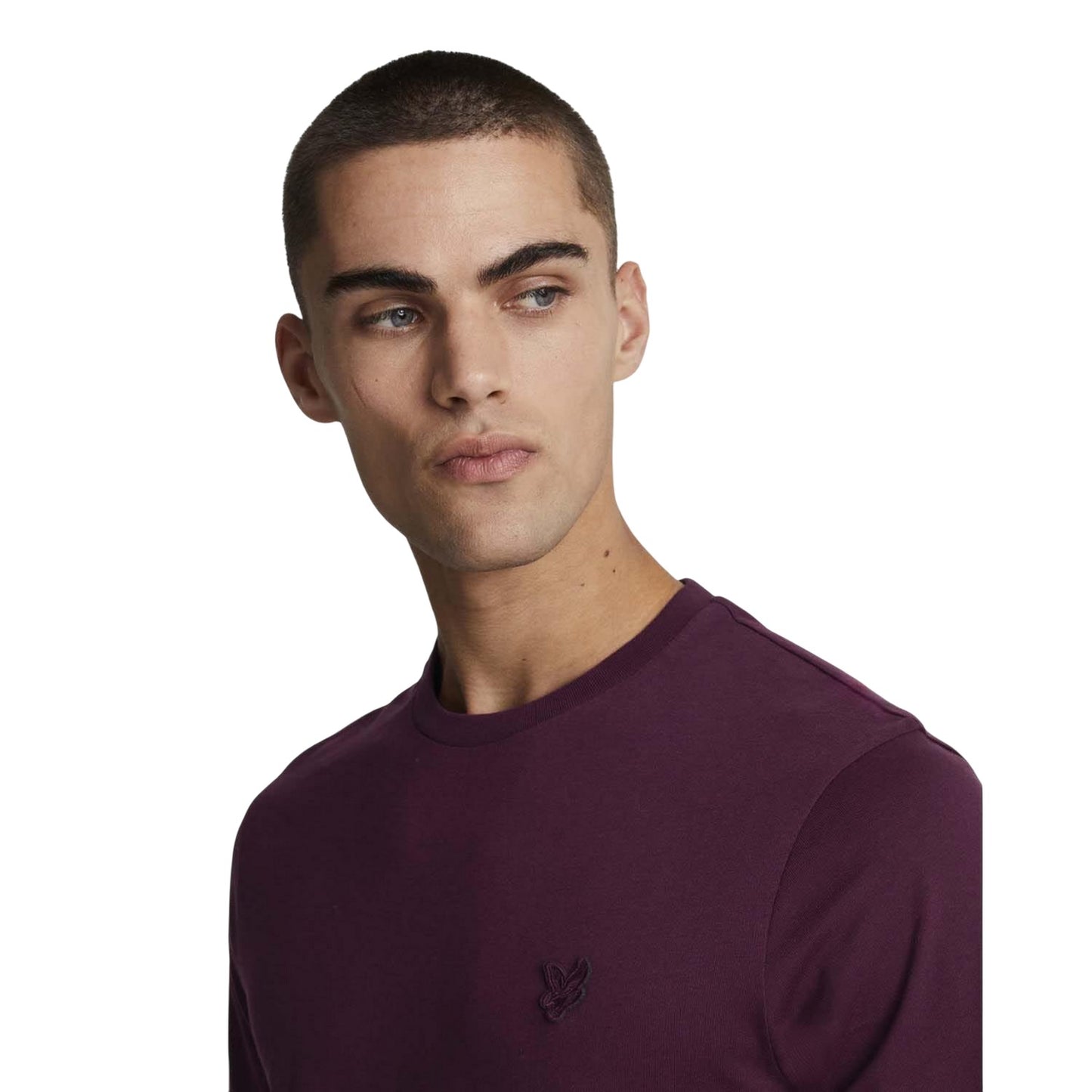 Burgundy - Side - Lyle & Scott Mens Tonal Eagle T-Shirt