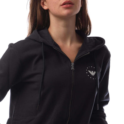 Navy - Side - Emporio Armani Womens-Ladies Full Zip Hoodie