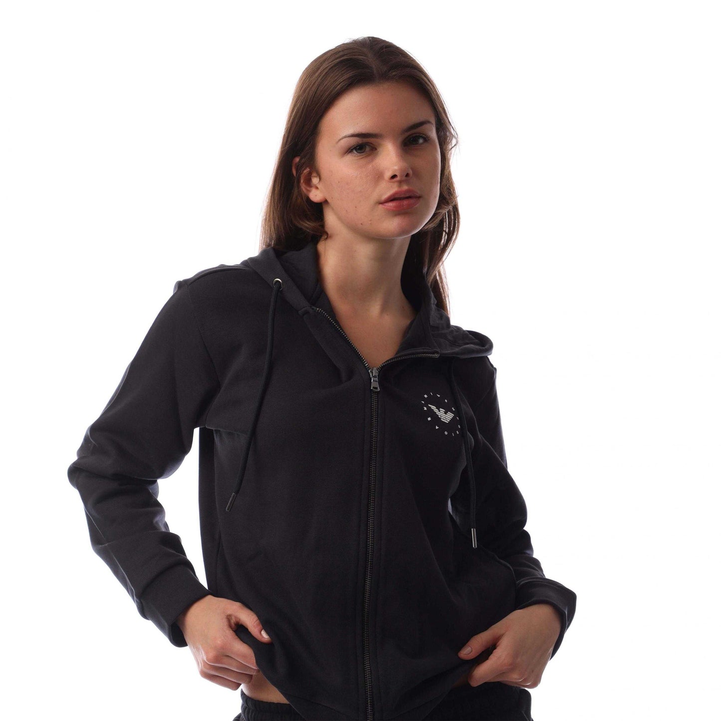 Navy - Front - Emporio Armani Womens-Ladies Full Zip Hoodie