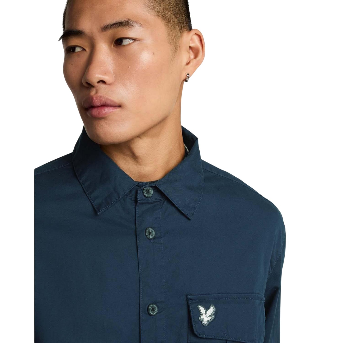 Blue - Side - Lyle & Scott Mens Pocket Pleated Overshirt