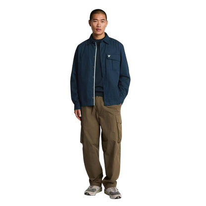 Blue - Close up - Lyle & Scott Mens Pocket Pleated Overshirt
