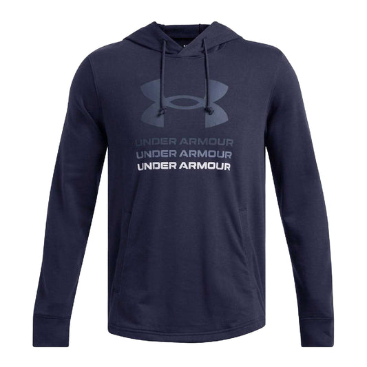 Blue - Front - Under Armour Mens Rival Graphic Terrycloth Hoodie