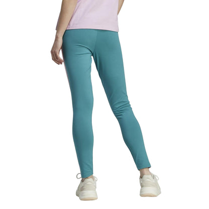 Teal - Back - Adidas Womens-Ladies Jersey Stripes High Waist Leggings