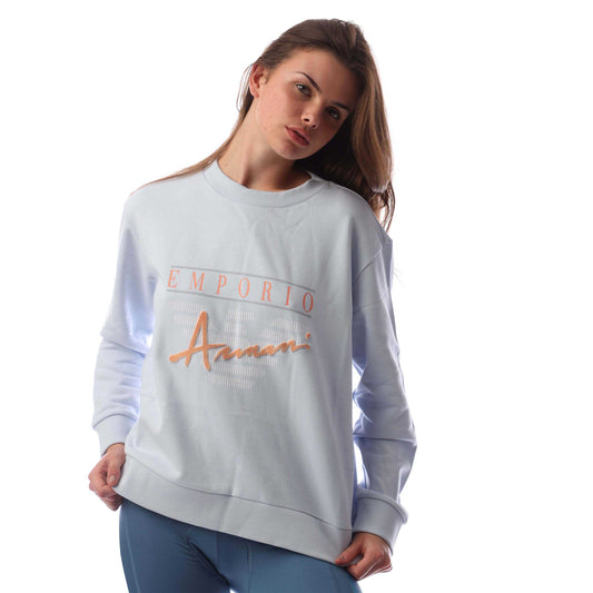 Blue - Front - Emporio Armani Womens-Ladies Sweatshirt