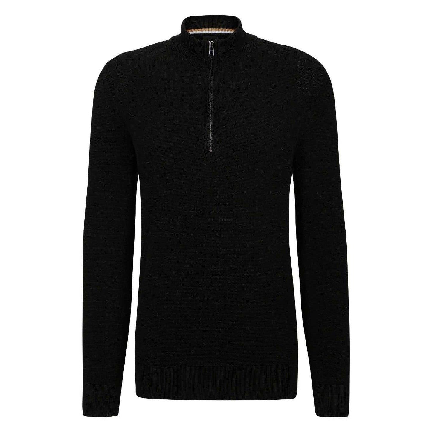 Black - Front - Boss Mens Quarter Zip Sweatshirt
