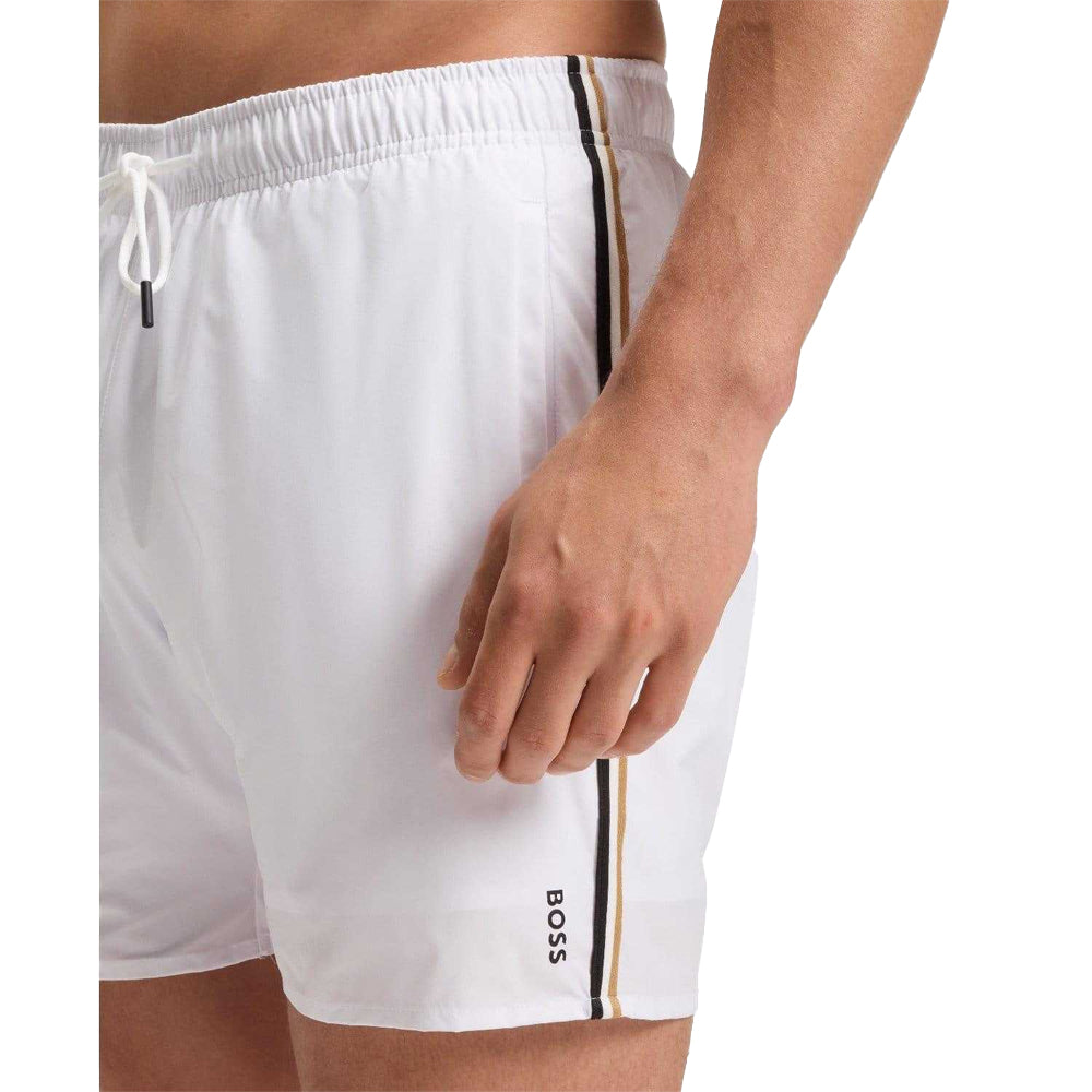 White - Back - Boss Mens Icon Logo Swim Shorts