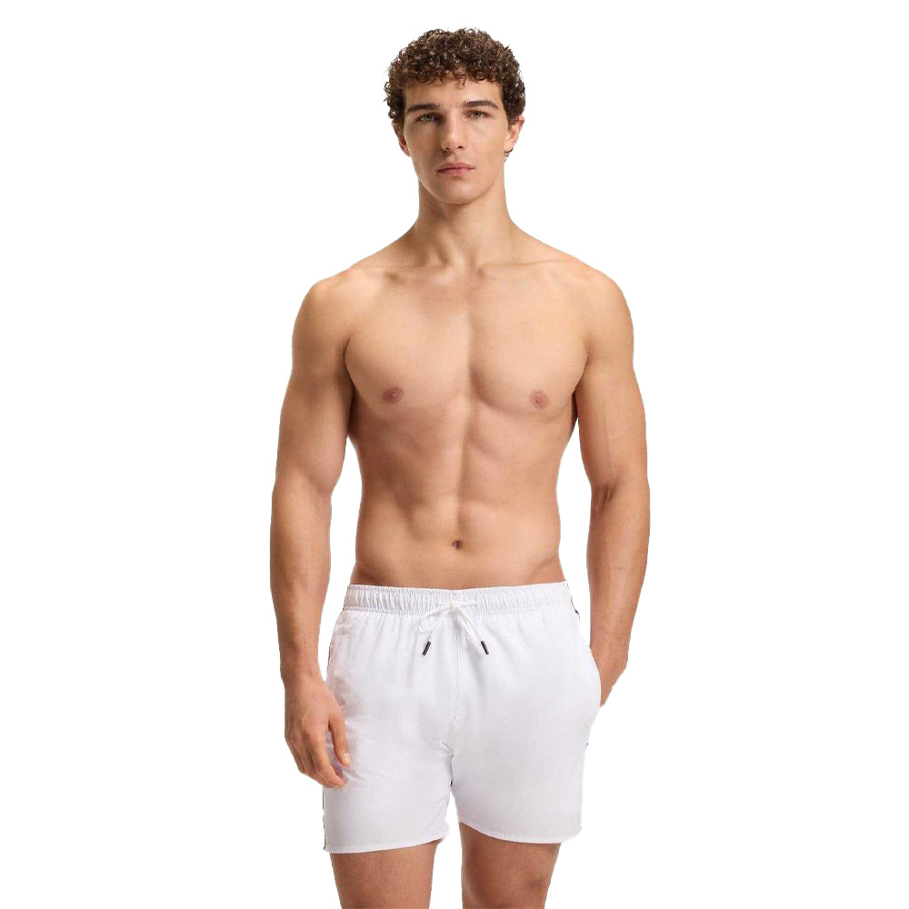 White - Side - Boss Mens Icon Logo Swim Shorts