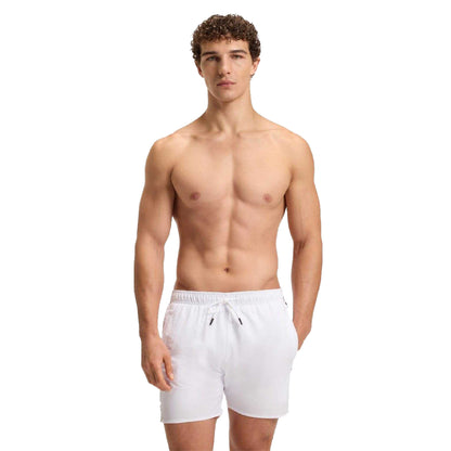 White - Side - Boss Mens Icon Logo Swim Shorts