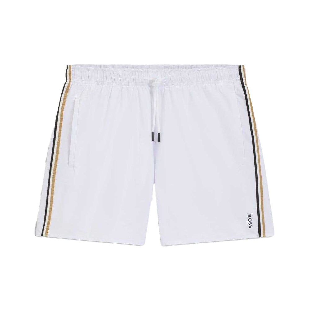 White - Front - Boss Mens Icon Logo Swim Shorts