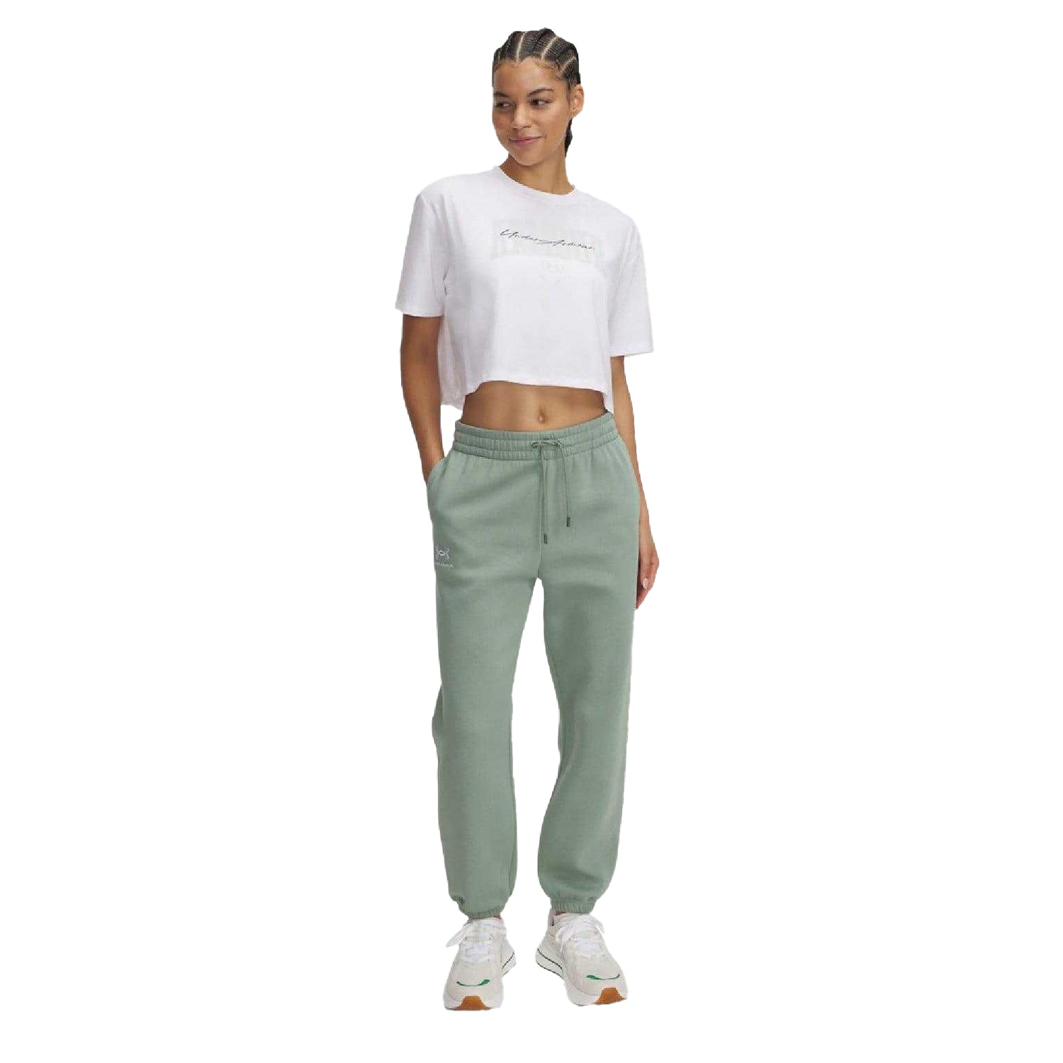 Green - Side - Under Armour Womens-Ladies Icon Jogging Bottoms