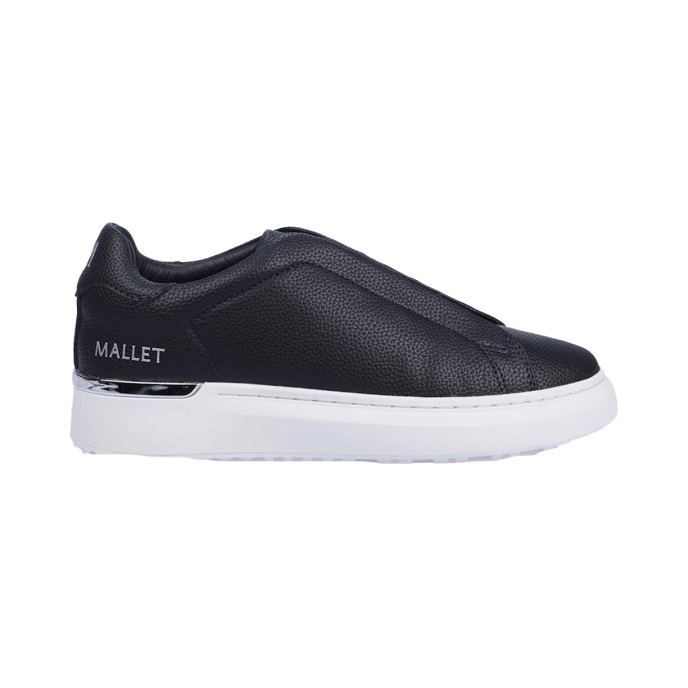 Navy - Side - Mallet Mens Leather Trainers