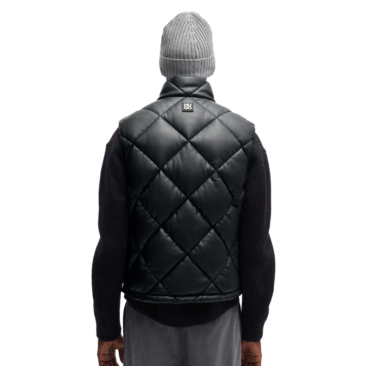 Black - Back - Hugo Mens Borintino Stacked Logo Gilet