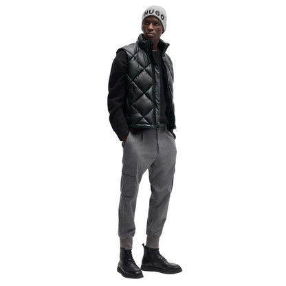 Black - Pack Shot - Hugo Mens Borintino Stacked Logo Gilet