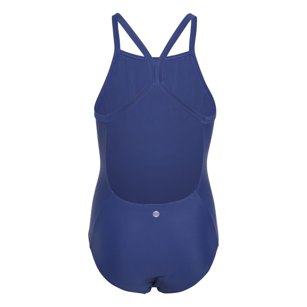 Blue - Back - Adidas Girls Large Logo One Piece Swimsuit