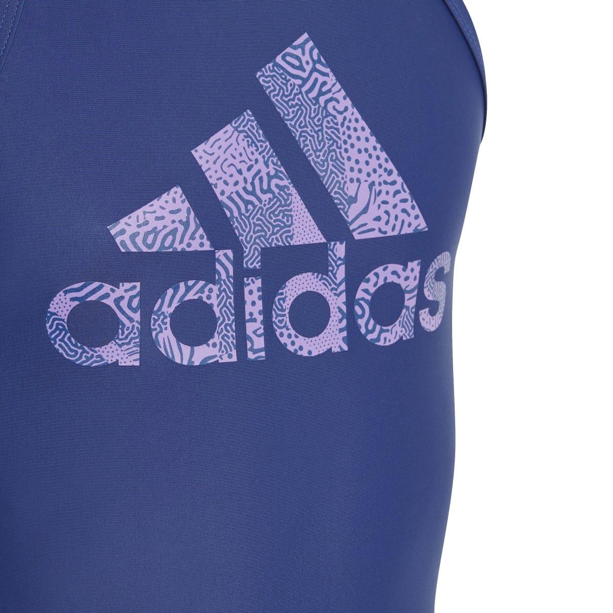 Blue - Side - Adidas Girls Large Logo One Piece Swimsuit