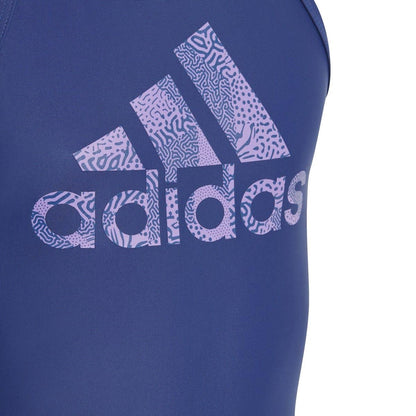 Blue - Side - Adidas Girls Large Logo One Piece Swimsuit