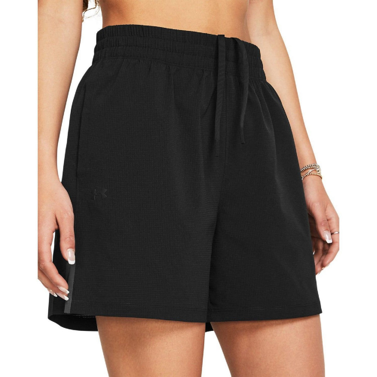 Black - Side - Under Armour Womens-Ladies Unstoppable Vent Shorts