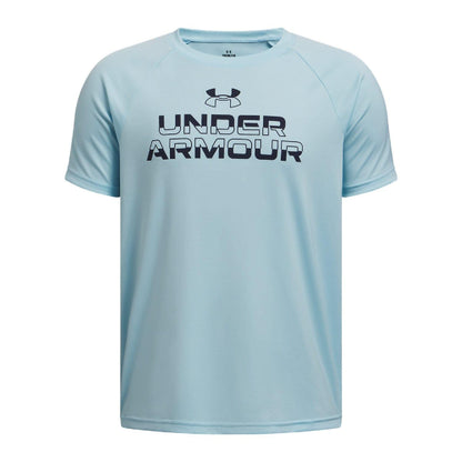 Blue - Front - Under Armour Childrens-Kids Tech Split Wordmark T-Shirt