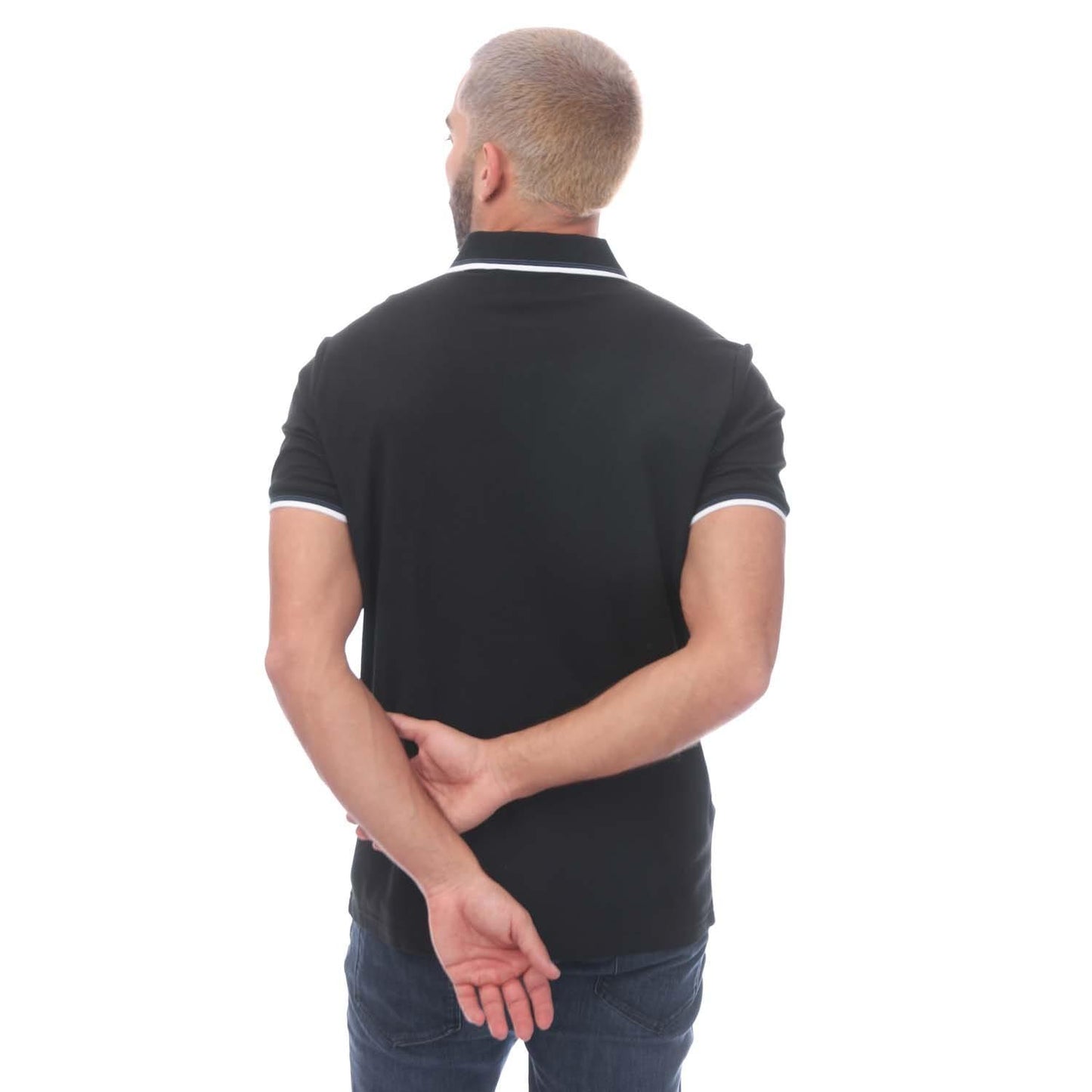 Black - Back - Original Penguin Mens Pique Tipped Polo Shirt