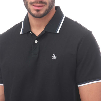 Black - Lifestyle - Original Penguin Mens Pique Tipped Polo Shirt