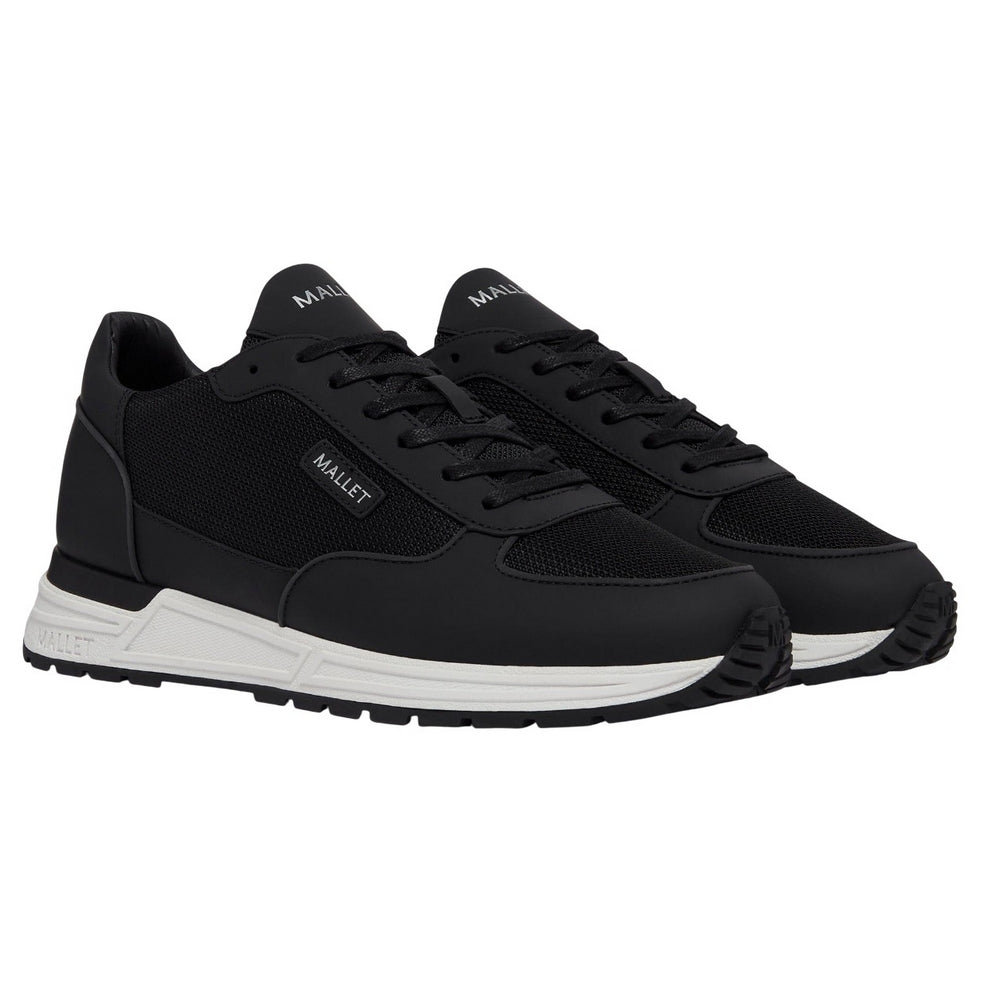 Black - Front - Mallet Mens Popham Lite Leather Trainers