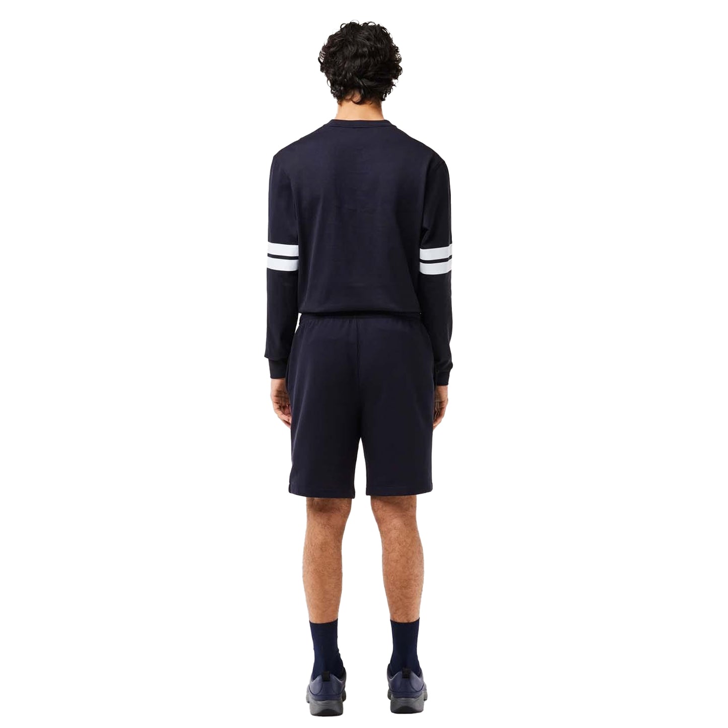 Navy - Side - Lacoste Mens Logo Regular Sweat Shorts