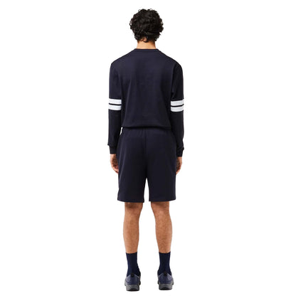 Navy - Side - Lacoste Mens Logo Regular Sweat Shorts