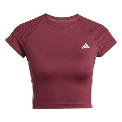 Red - Front - Adidas Womens-Ladies Hyperglam Ribbed Crop T-Shirt