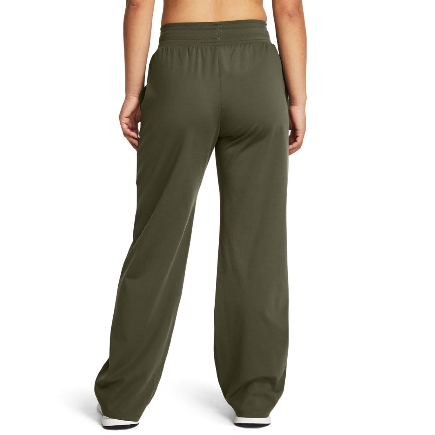 Green - Back - Under Armour Womens-Ladies Open Hem Jogging Bottoms