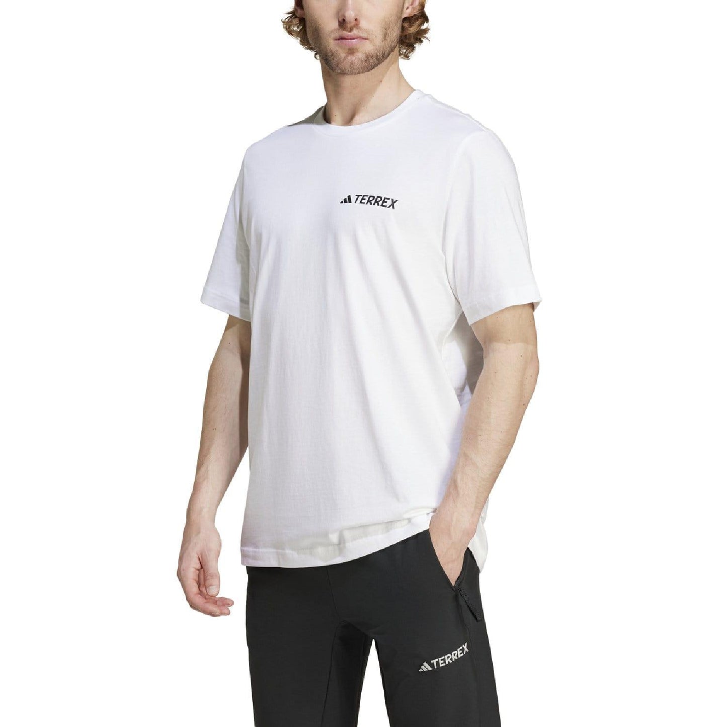 White - Front - Adidas Mens Terrex Mountain Graphic T-Shirt