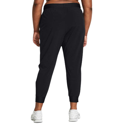 Black - Pack Shot - Under Armour Womens-Ladies Rival Woven High Rise Jogging Bottoms