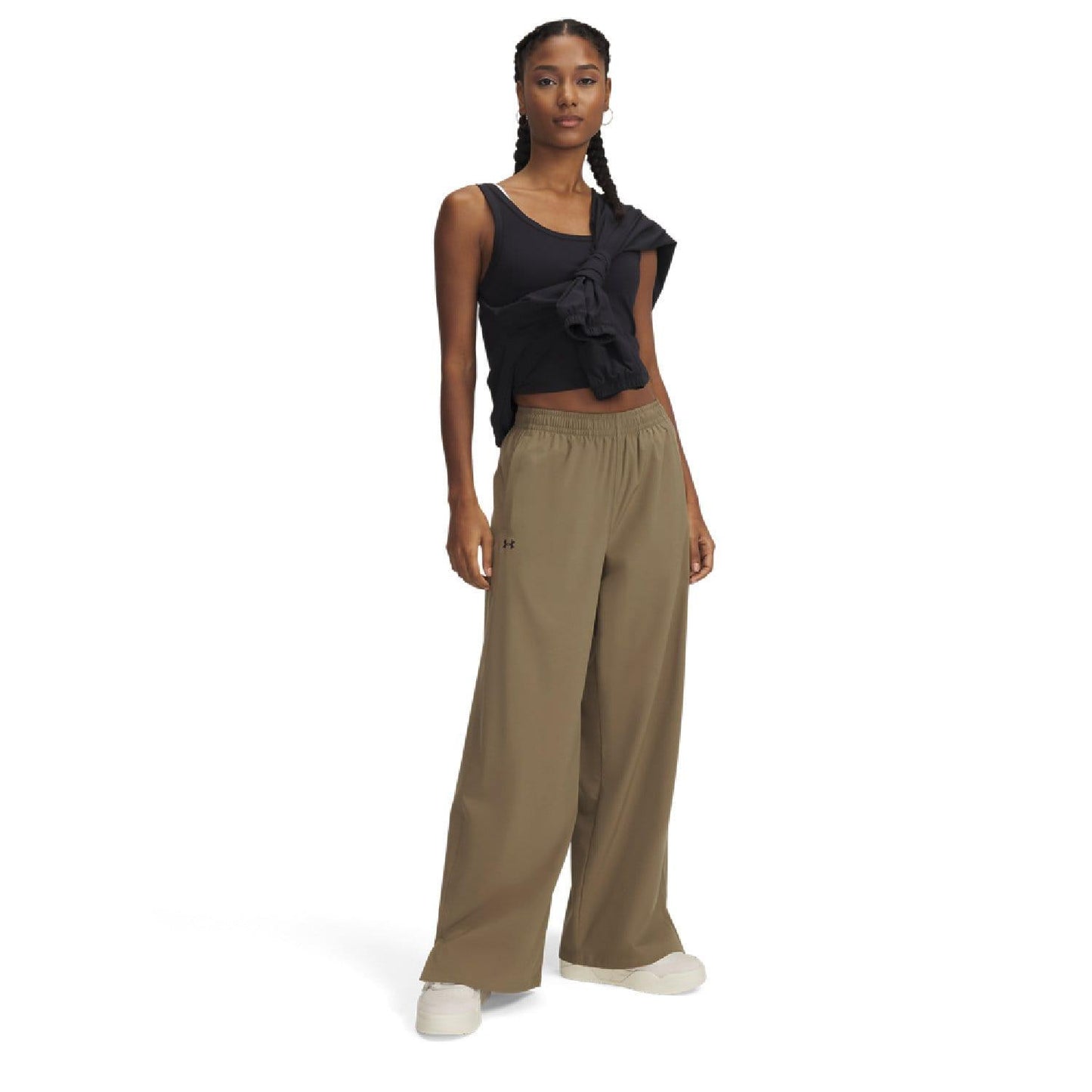 Brown - Side - Under Armour Womens-Ladies Rival Wide Leg Jogging Bottoms