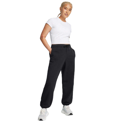 Black - Close up - Under Armour Womens-Ladies Wordmarks Fleece Icon Oversized Jogging Bottoms