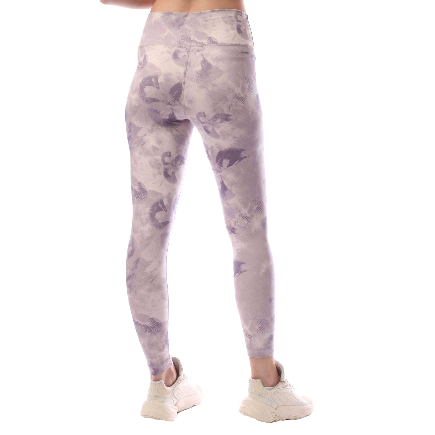 White-Pink - Back - Adidas Womens-Ladies Train Essentials Tie Dye Flower All-Over Print Leggings