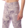White-Pink - Side - Adidas Womens-Ladies Train Essentials Tie Dye Flower All-Over Print Leggings