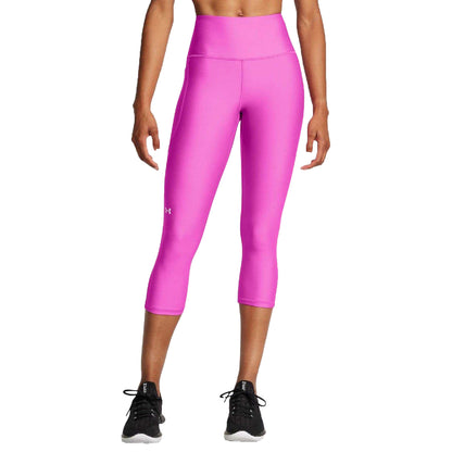 Purple - Side - Under Armour Womens-Ladies Capris Tech High Rise Leggings