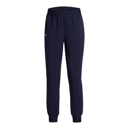 Black - Front - Under Armour Womens-Ladies Rival Woven High Rise Jogging Bottoms