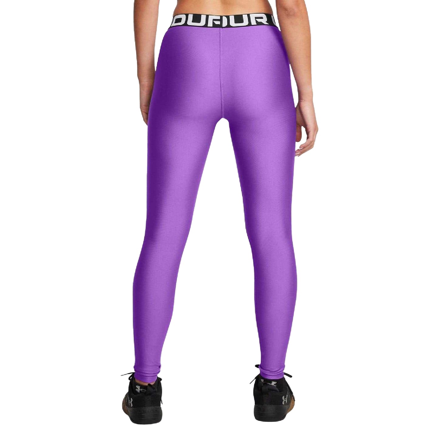 Purple - Side - Under Armour Womens-Ladies HeatGear Leggings